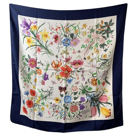 gucci blue floral scarf|gucci floral scarf vintage.